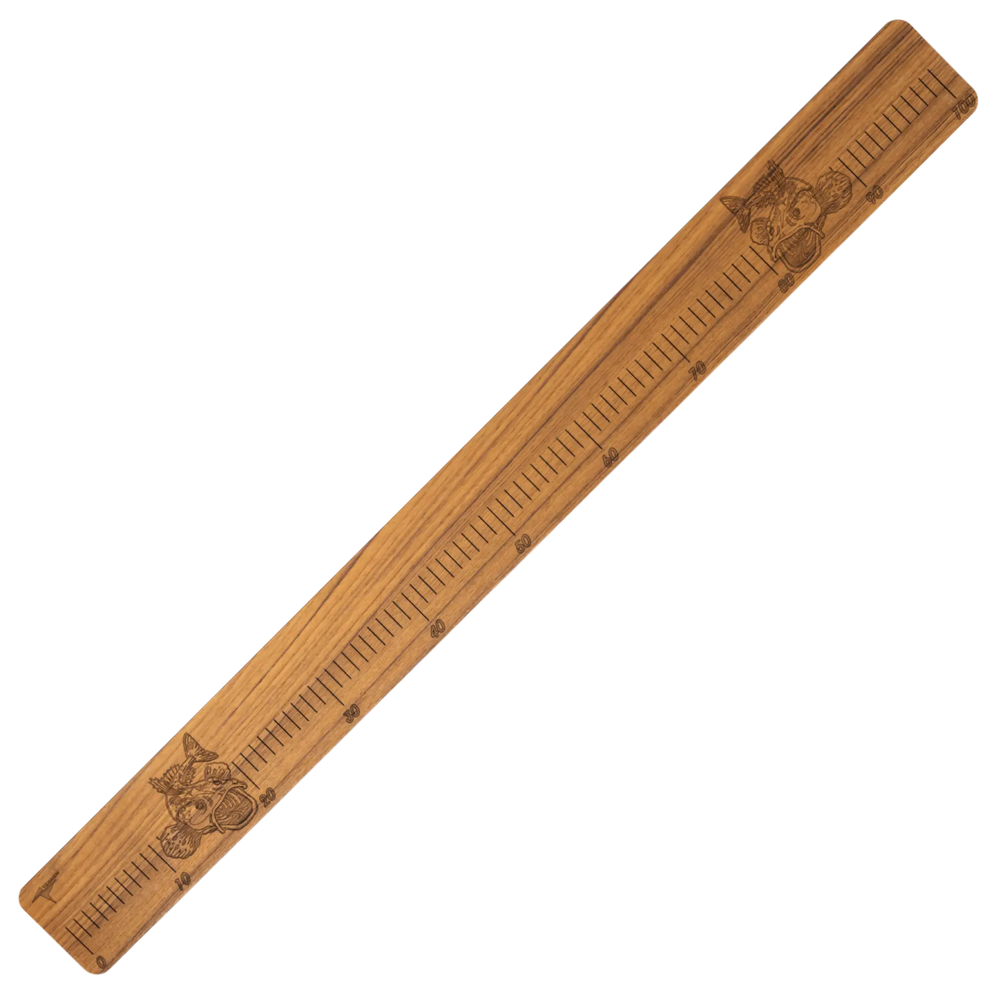 Laser-Engraved Teak Fish Ruler, Flathead (50cm, 80cm, 100cm)