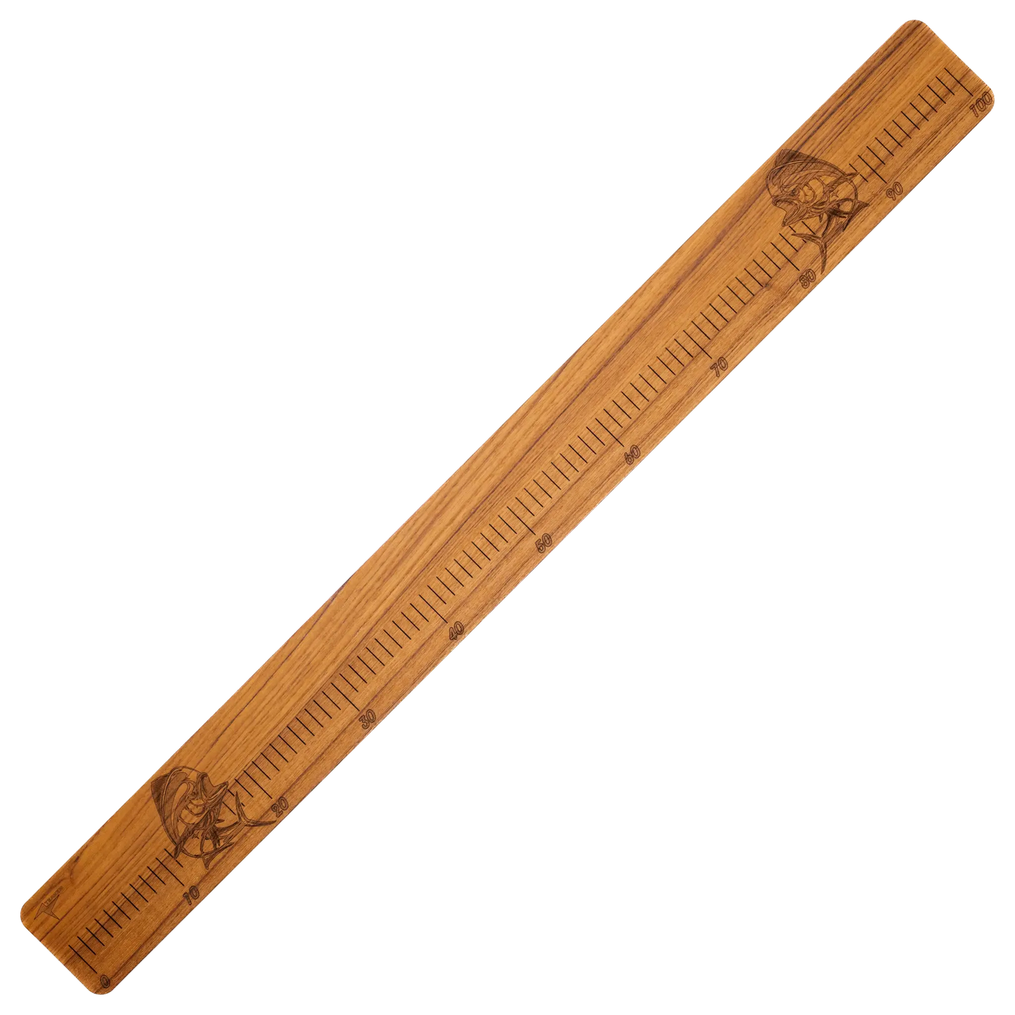Laser-Engraved Teak Fish Ruler, Mahi Mahi (50cm, 80cm, 100cm)