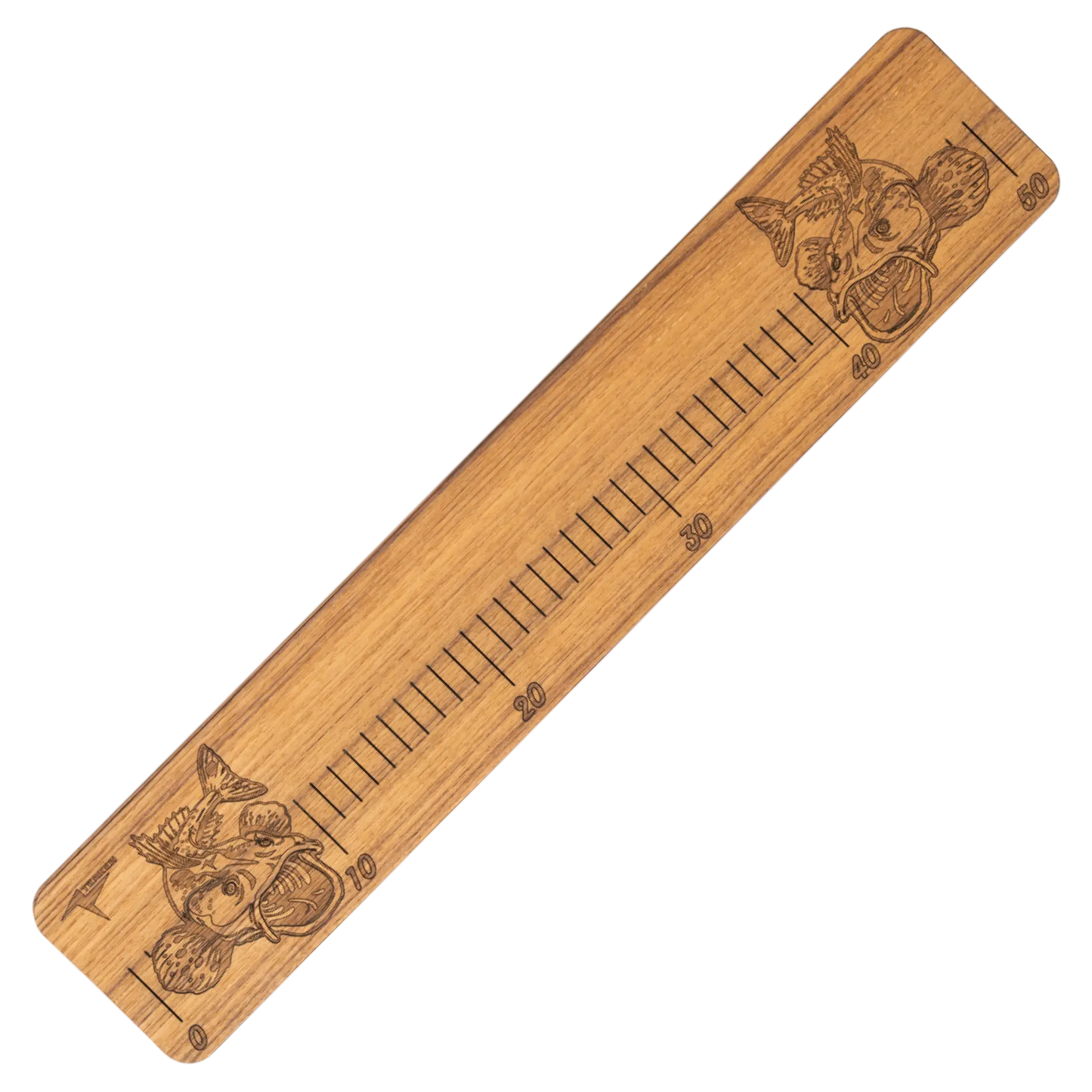 Laser-Engraved Teak Fish Ruler, Flathead (50cm, 80cm, 100cm)
