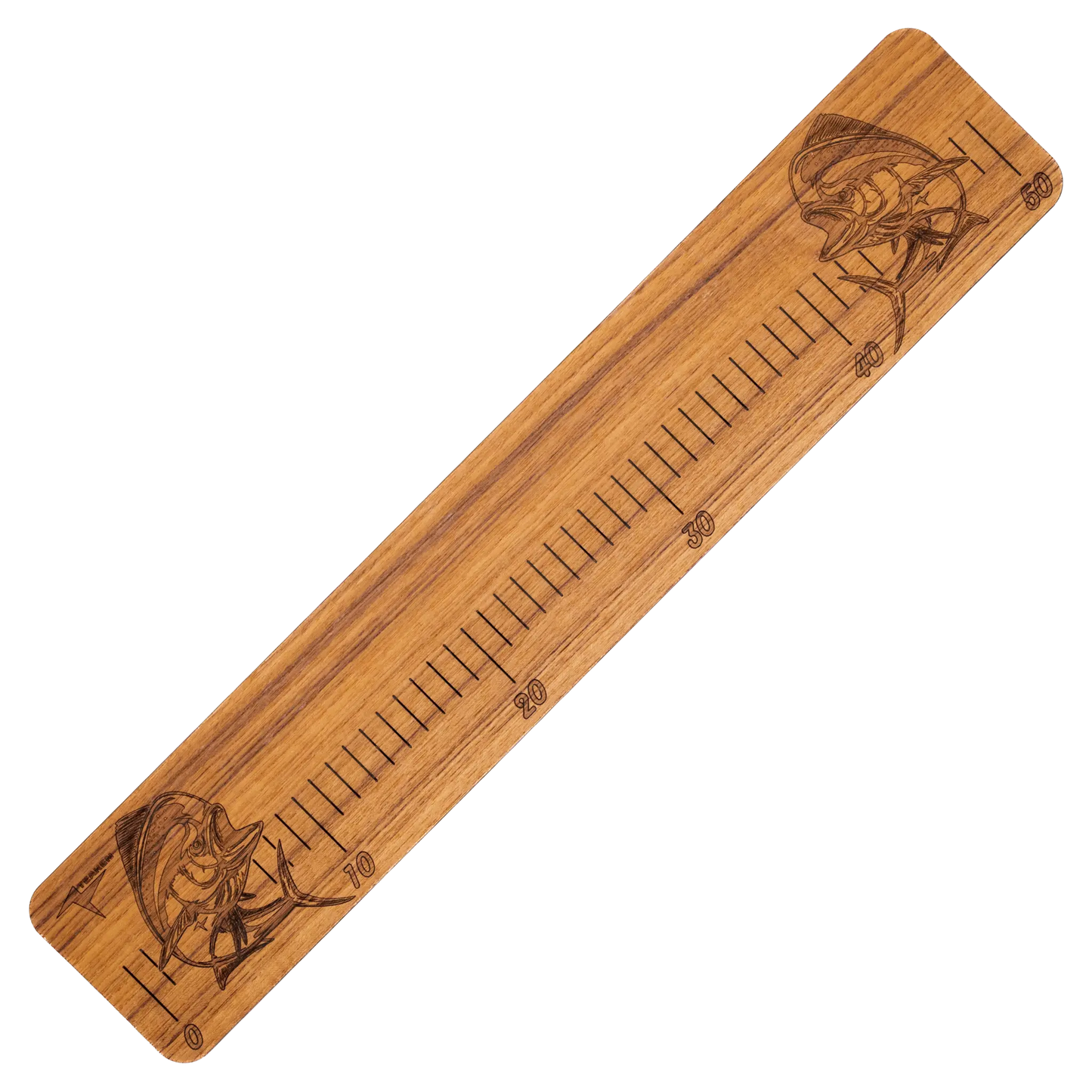 Laser-Engraved Teak Fish Ruler, Mahi Mahi (50cm, 80cm, 100cm)
