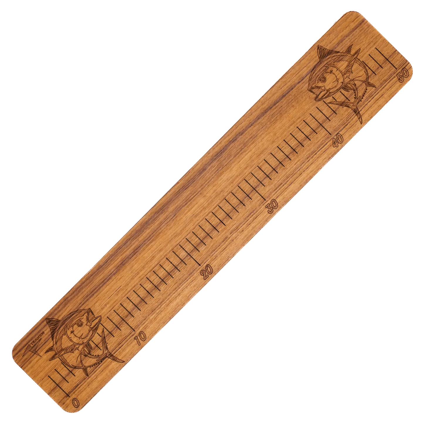 Laser-Engraved Teak Fish Ruler, Tuna (50cm, 80cm, 100cm)