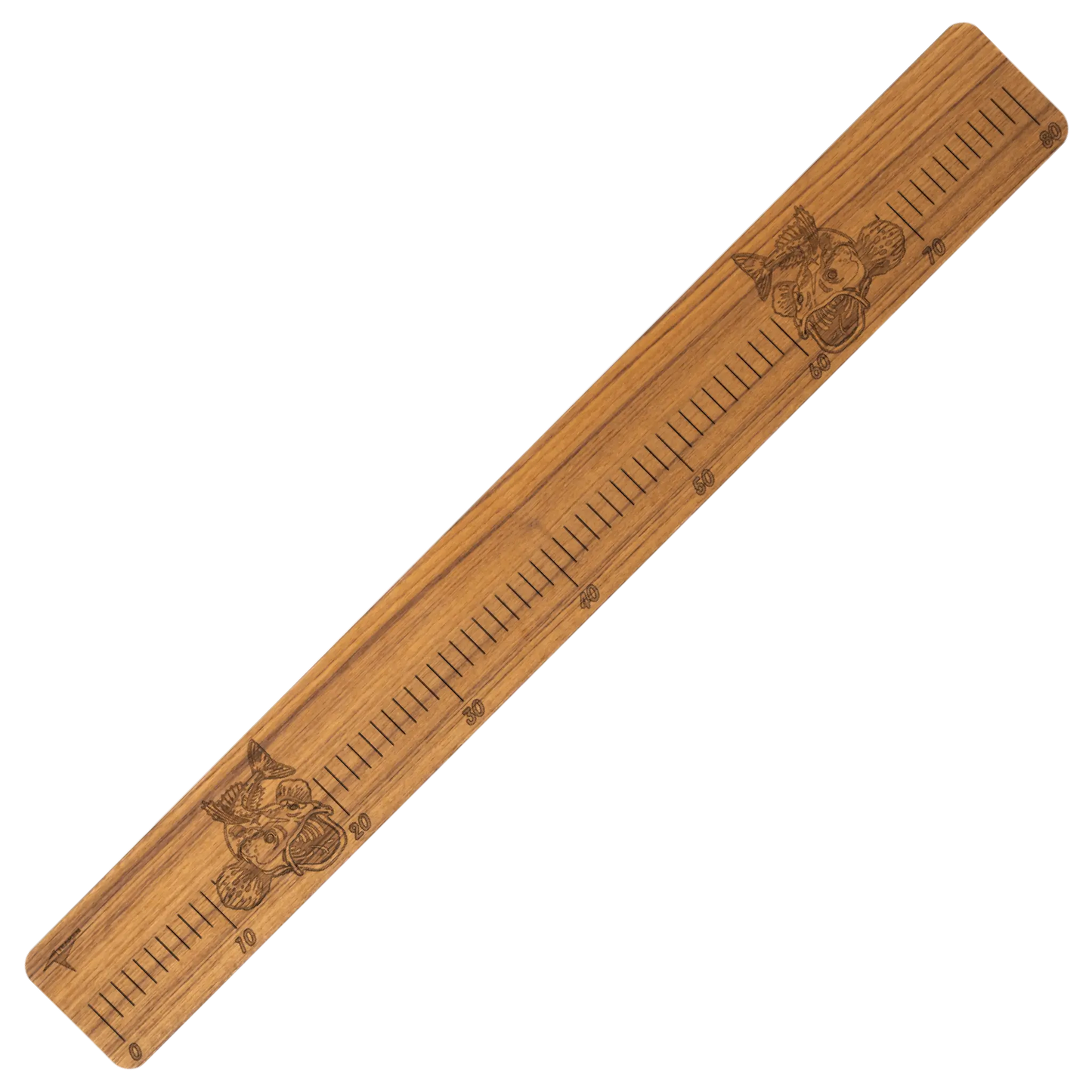 Laser-Engraved Teak Fish Ruler, Flathead (50cm, 80cm, 100cm)