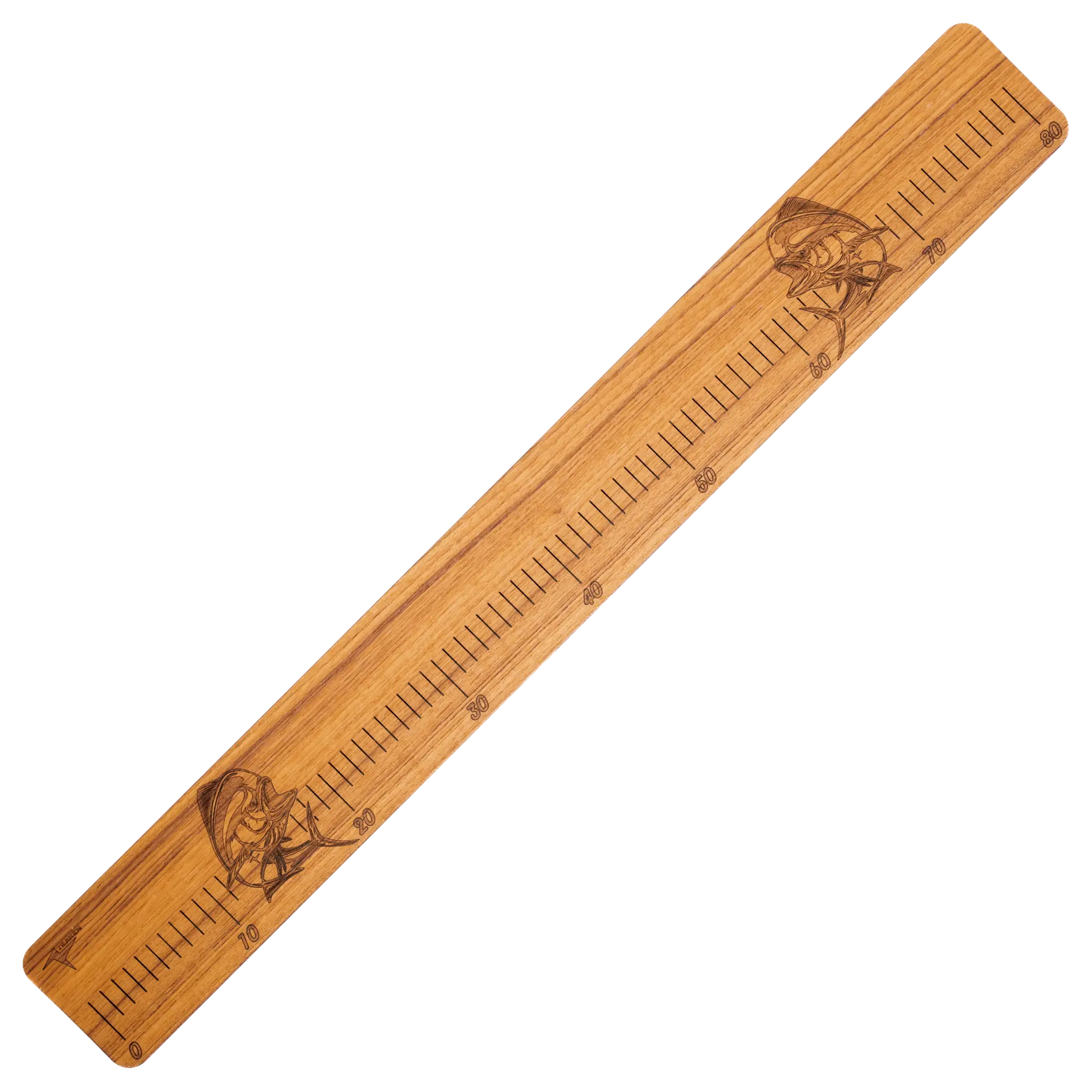 Laser-Engraved Teak Fish Ruler, Mahi Mahi (50cm, 80cm, 100cm)