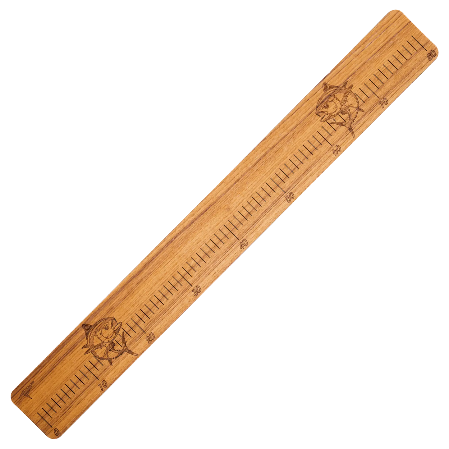 Laser-Engraved Teak Fish Ruler, Tuna (50cm, 80cm, 100cm)