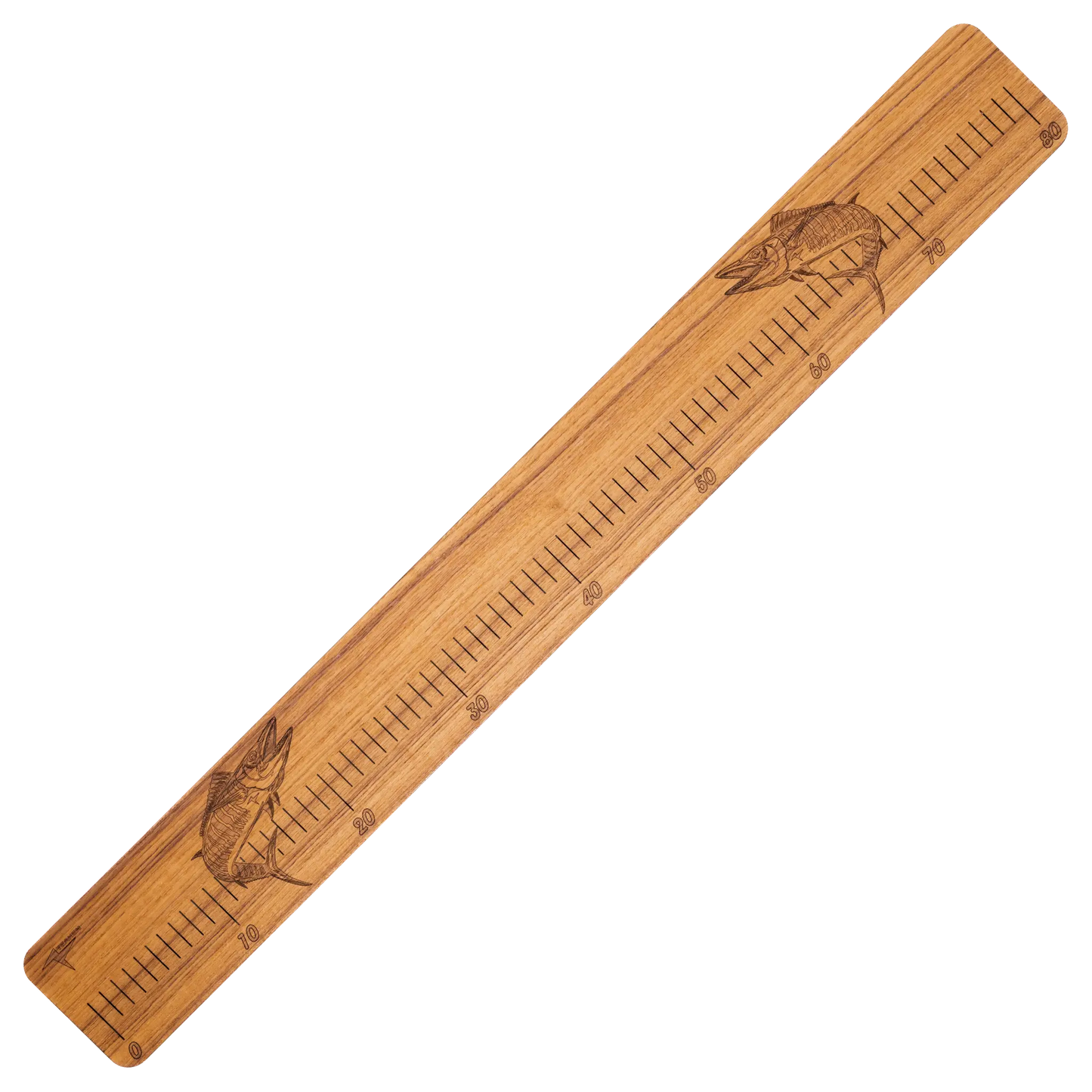 Laser-Engraved Teak Fish Ruler, Wahoo (50cm, 80cm, 100cm)