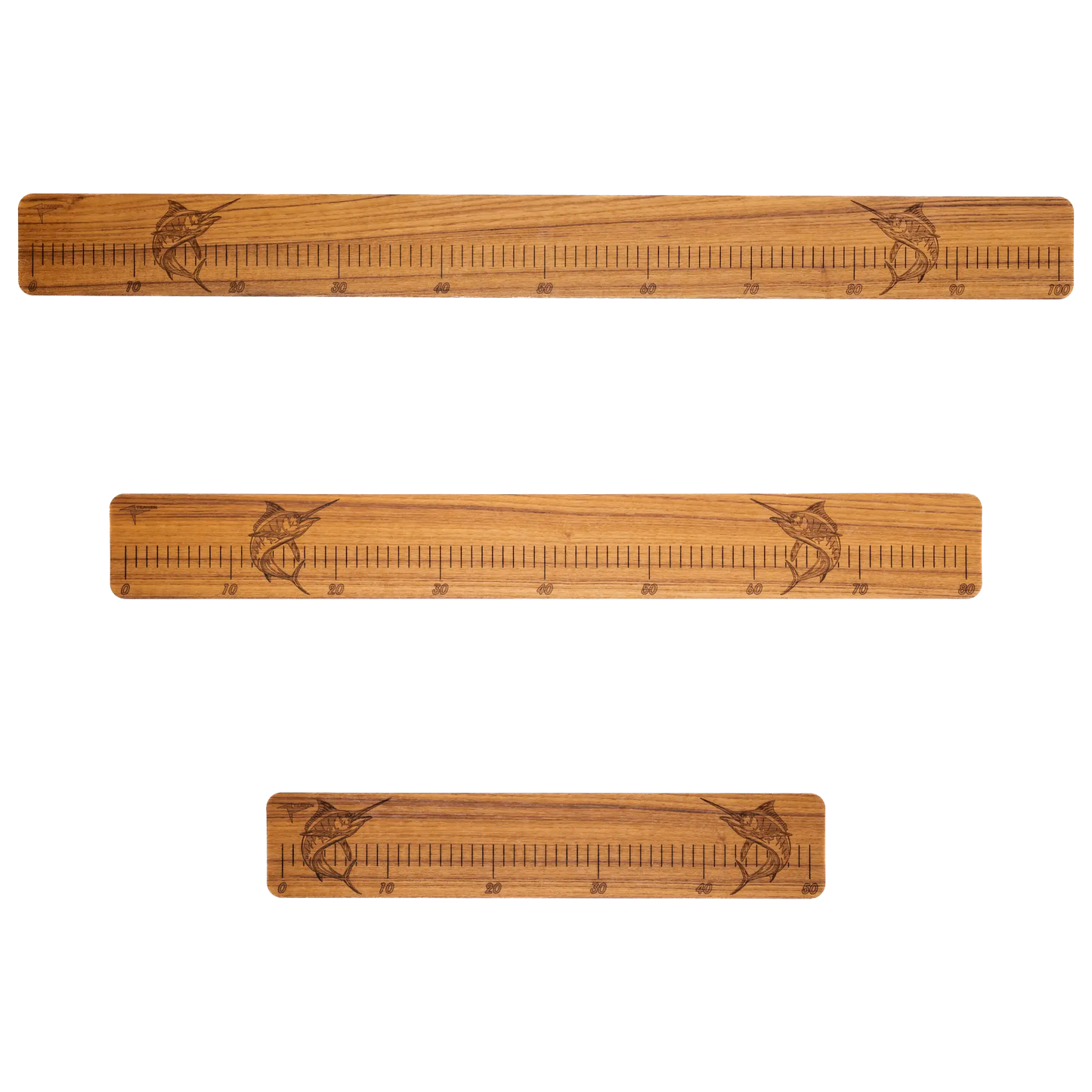 Laser-Engraved Teak Fish Ruler, Marlin (50cm, 80cm, 100cm)