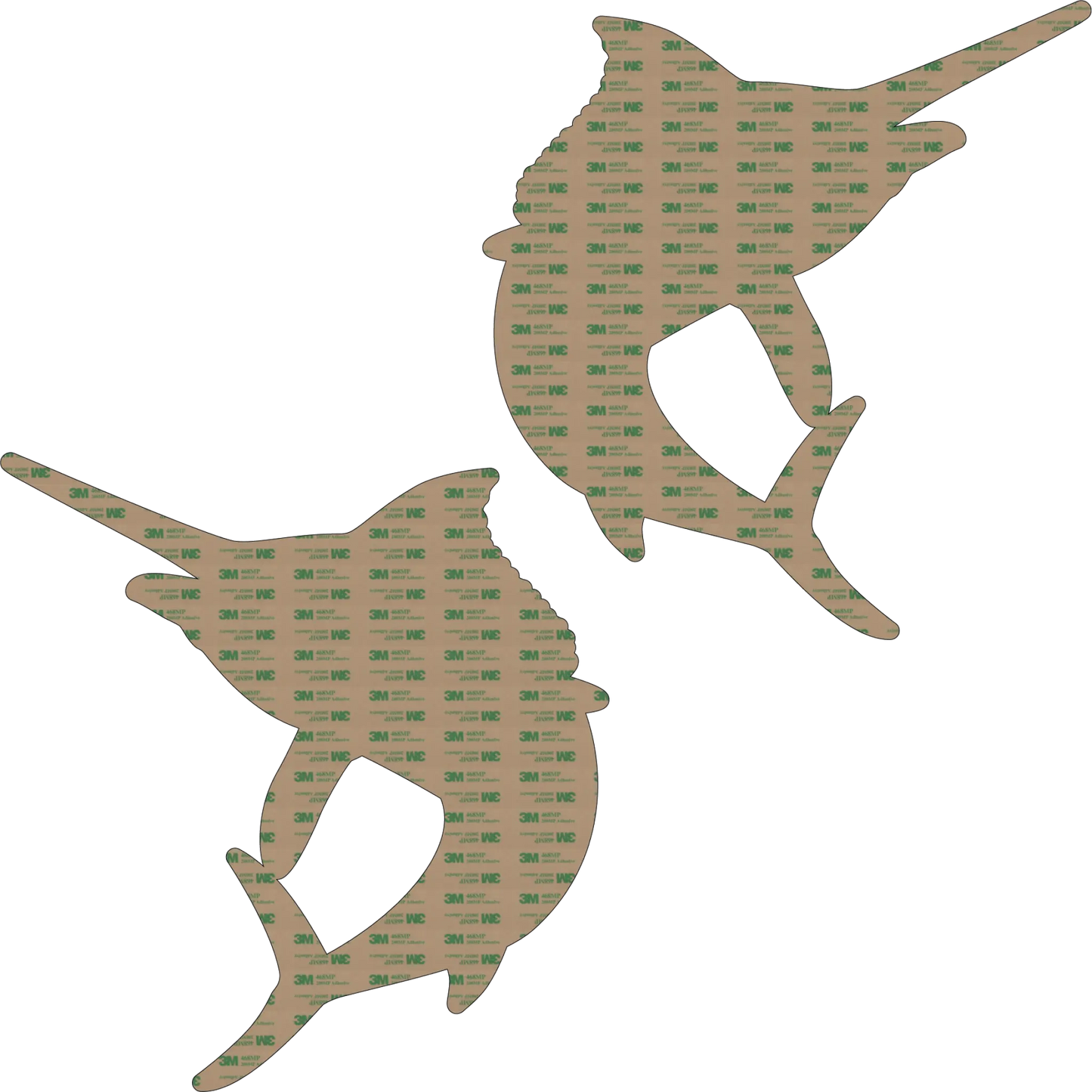 Laser-Engraved Teak Fish Sticker/Decal, Marlin