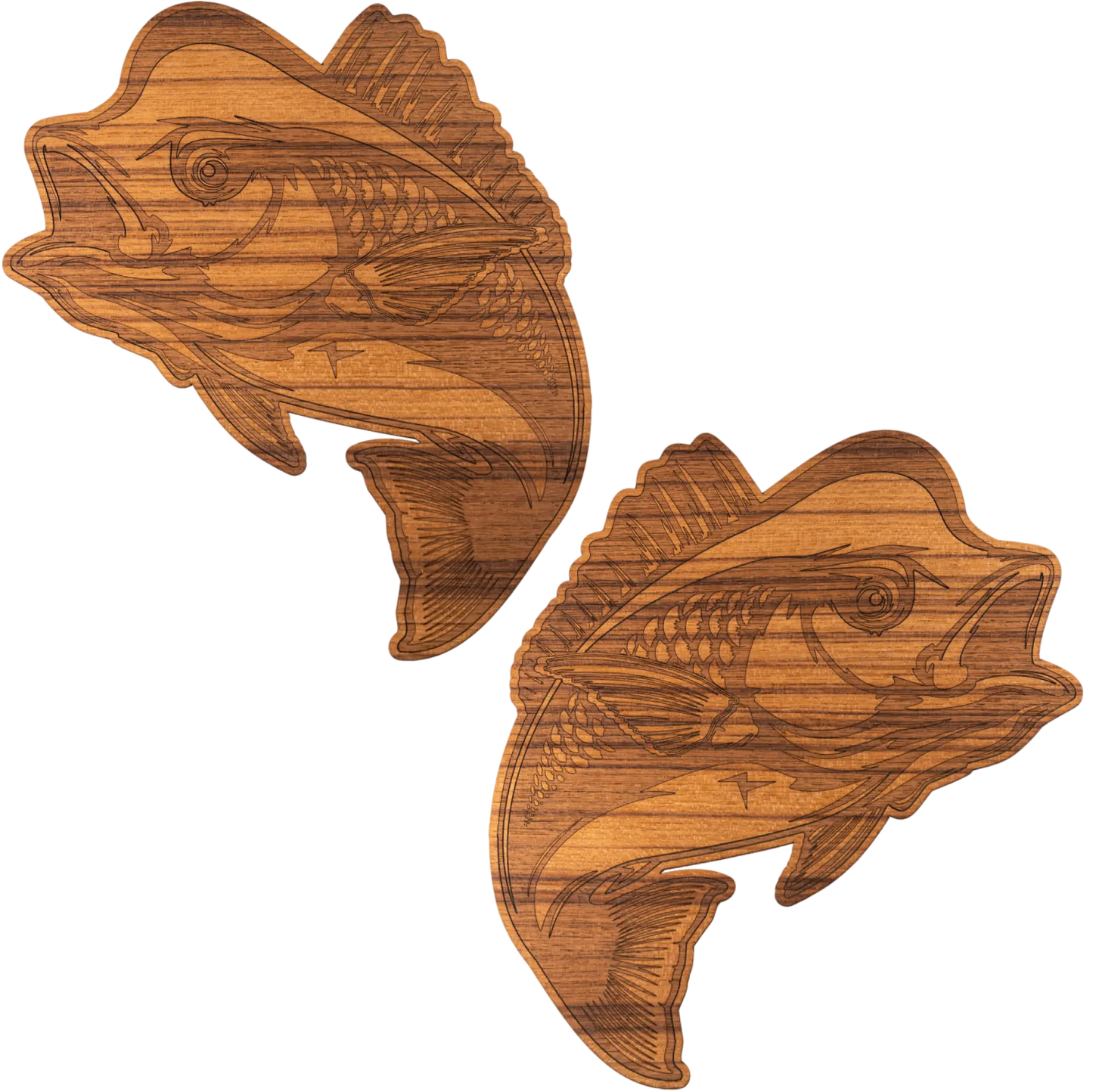 Laser-Engraved Teak Fish Sticker/Decal, Snapper