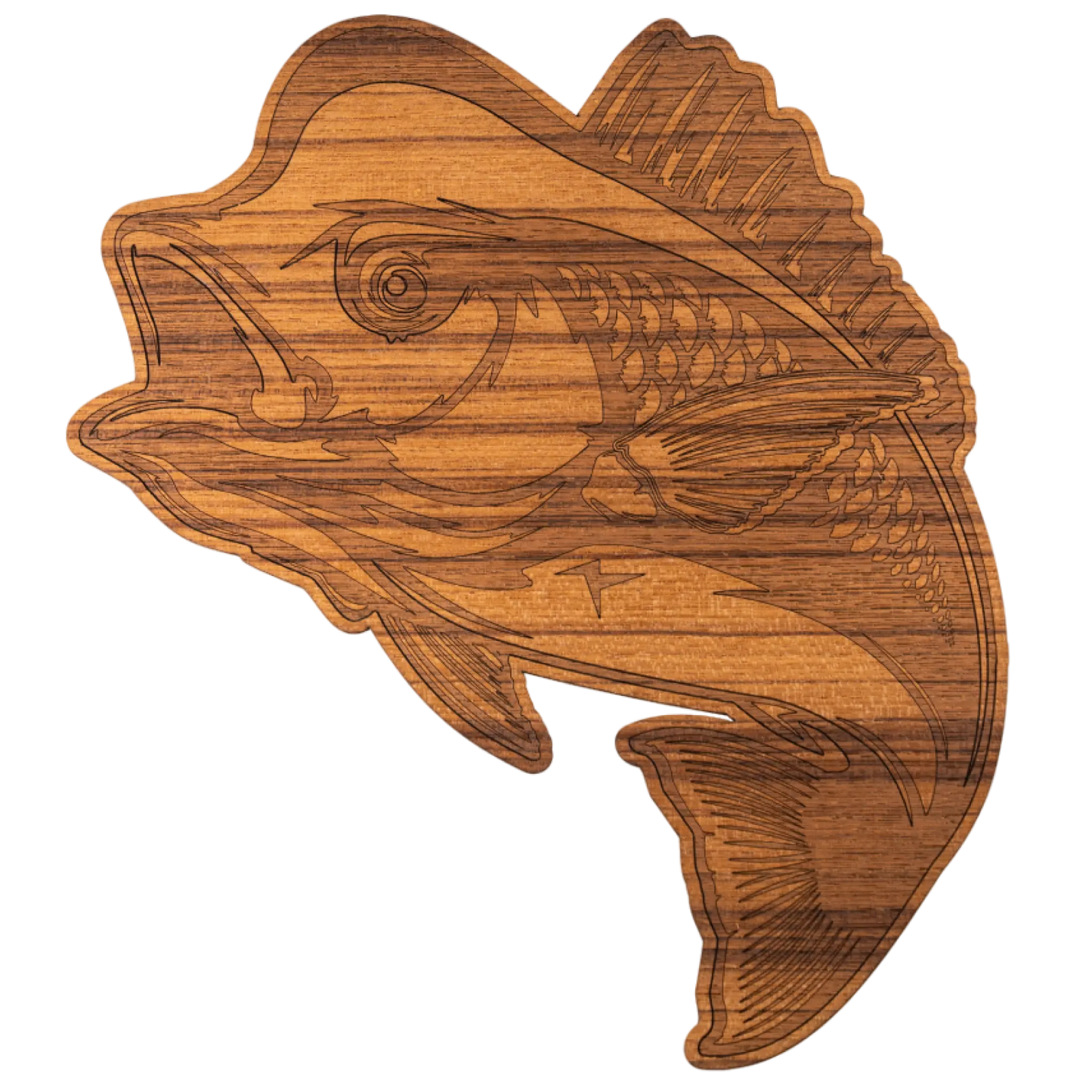 Laser-Engraved Teak Fish Sticker/Decal, Snapper