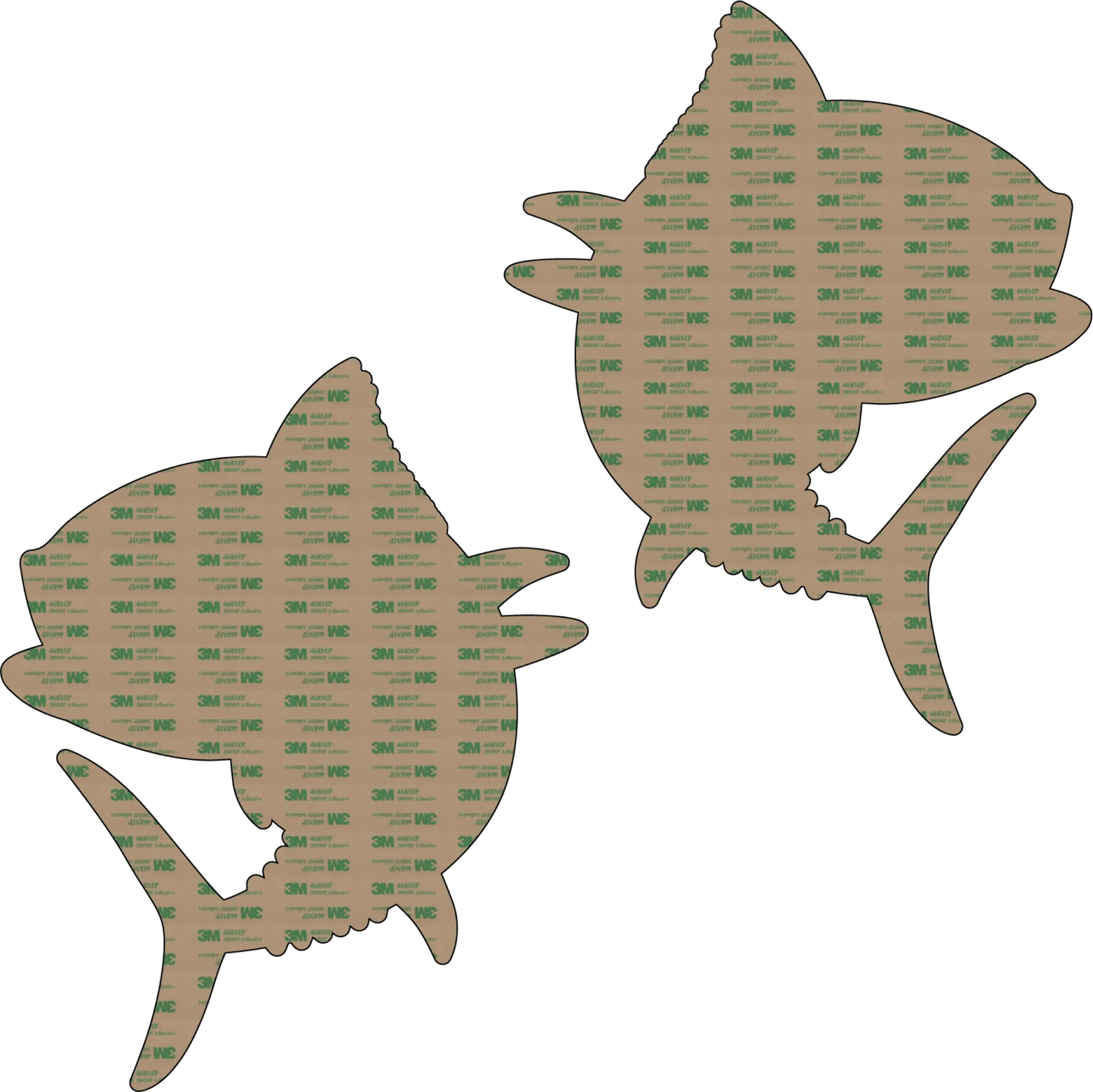 Laser-Engraved Teak Fish Sticker/Decal, Tuna