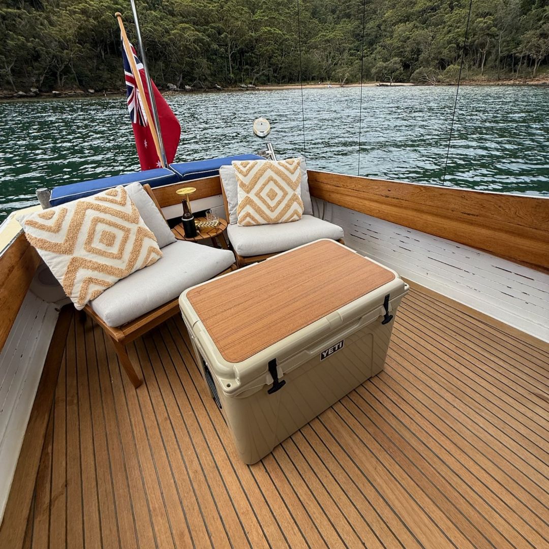 Teak wood YETI Cooler/ ESKY non-slip pad.