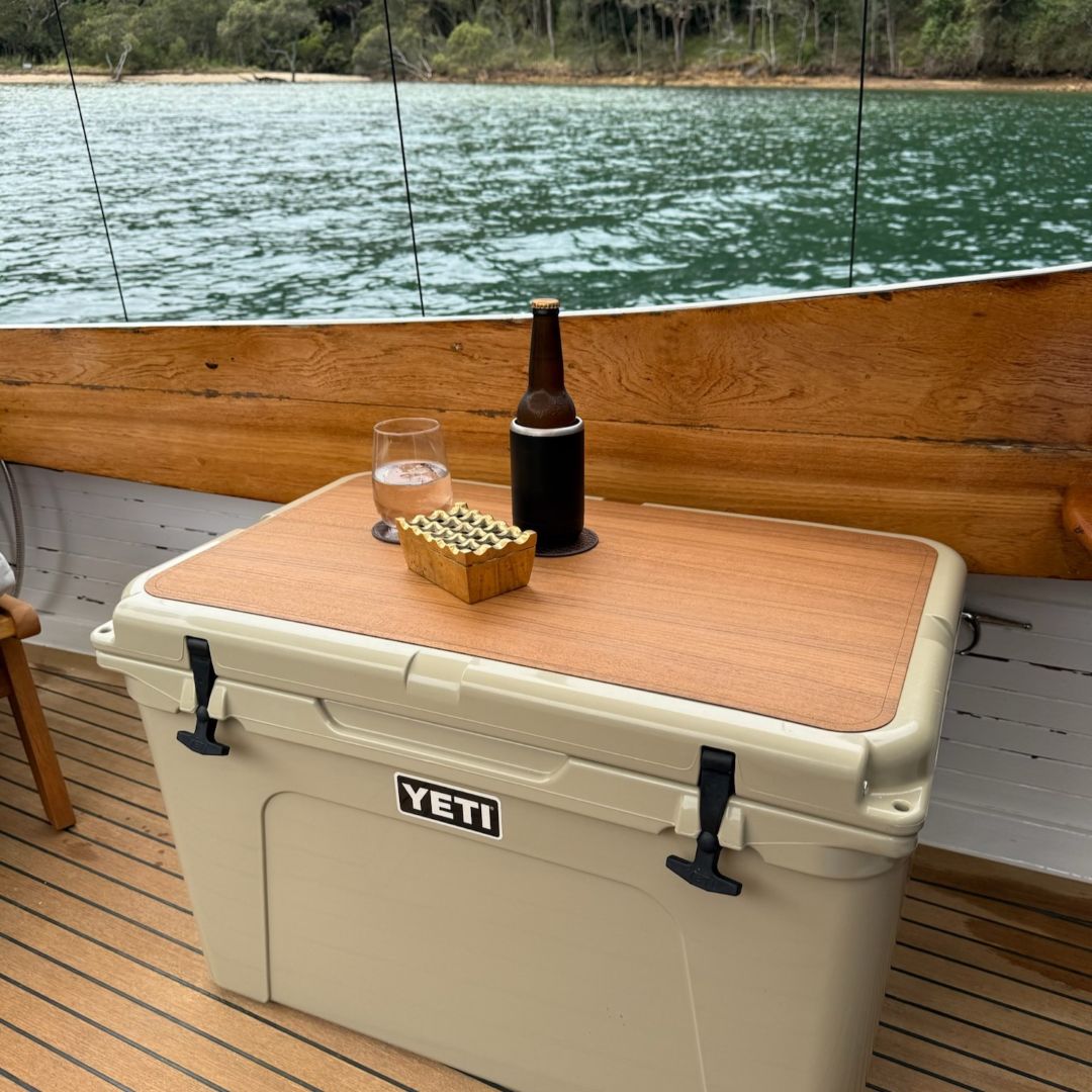 Teak wood YETI Cooler/ ESKY non-slip pad.