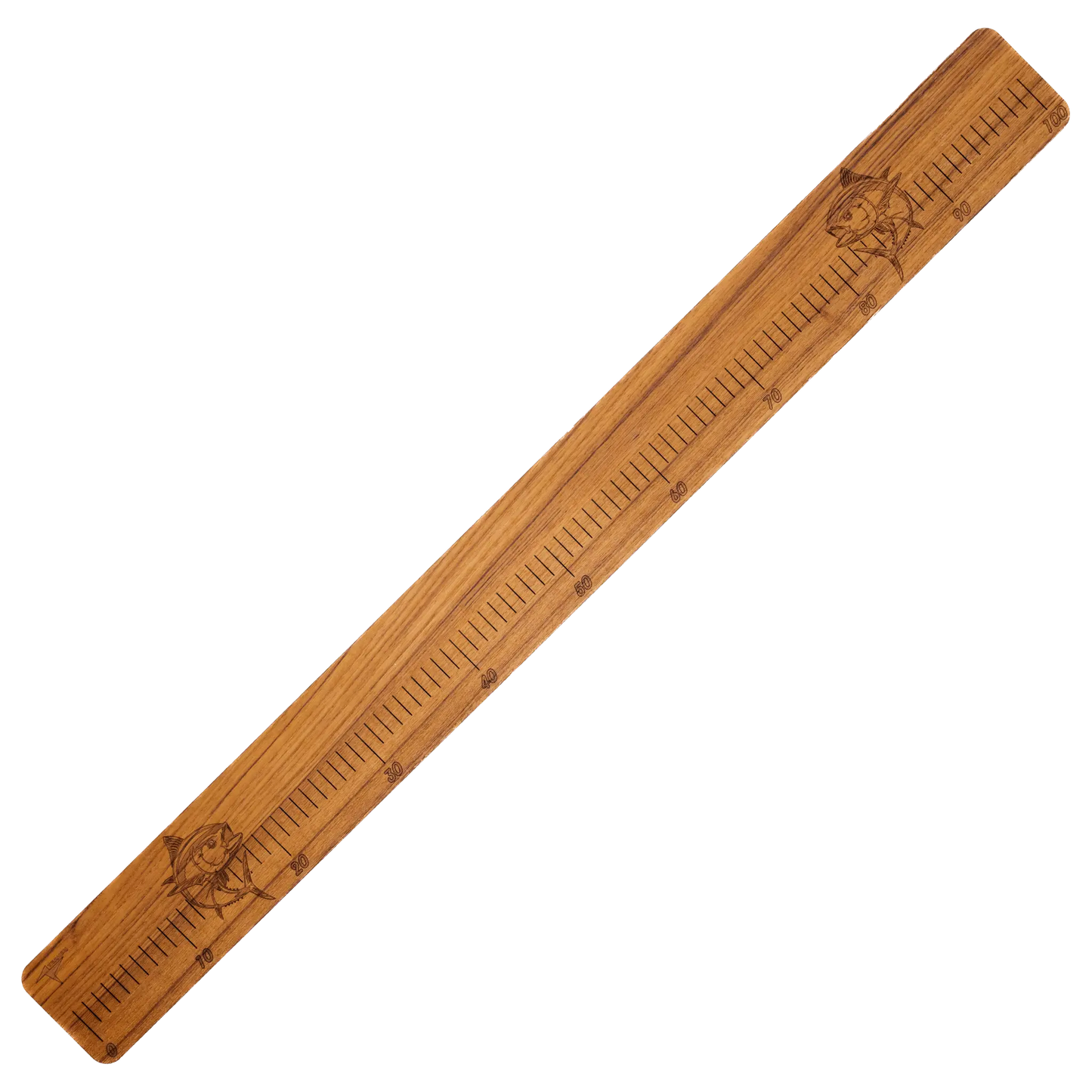 Laser-Engraved Teak Fish Ruler, Tuna (50cm, 80cm, 100cm)