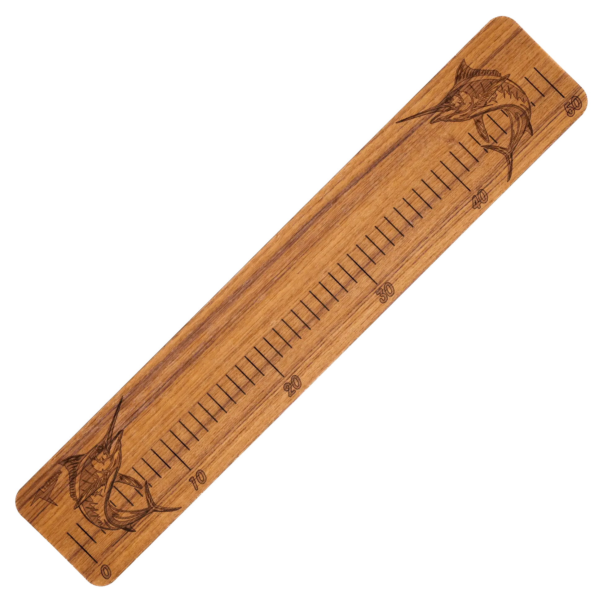 Laser Engraved Teak Fish Ruler, Marlin (50cm, 80cm, 100cm) – Teaken