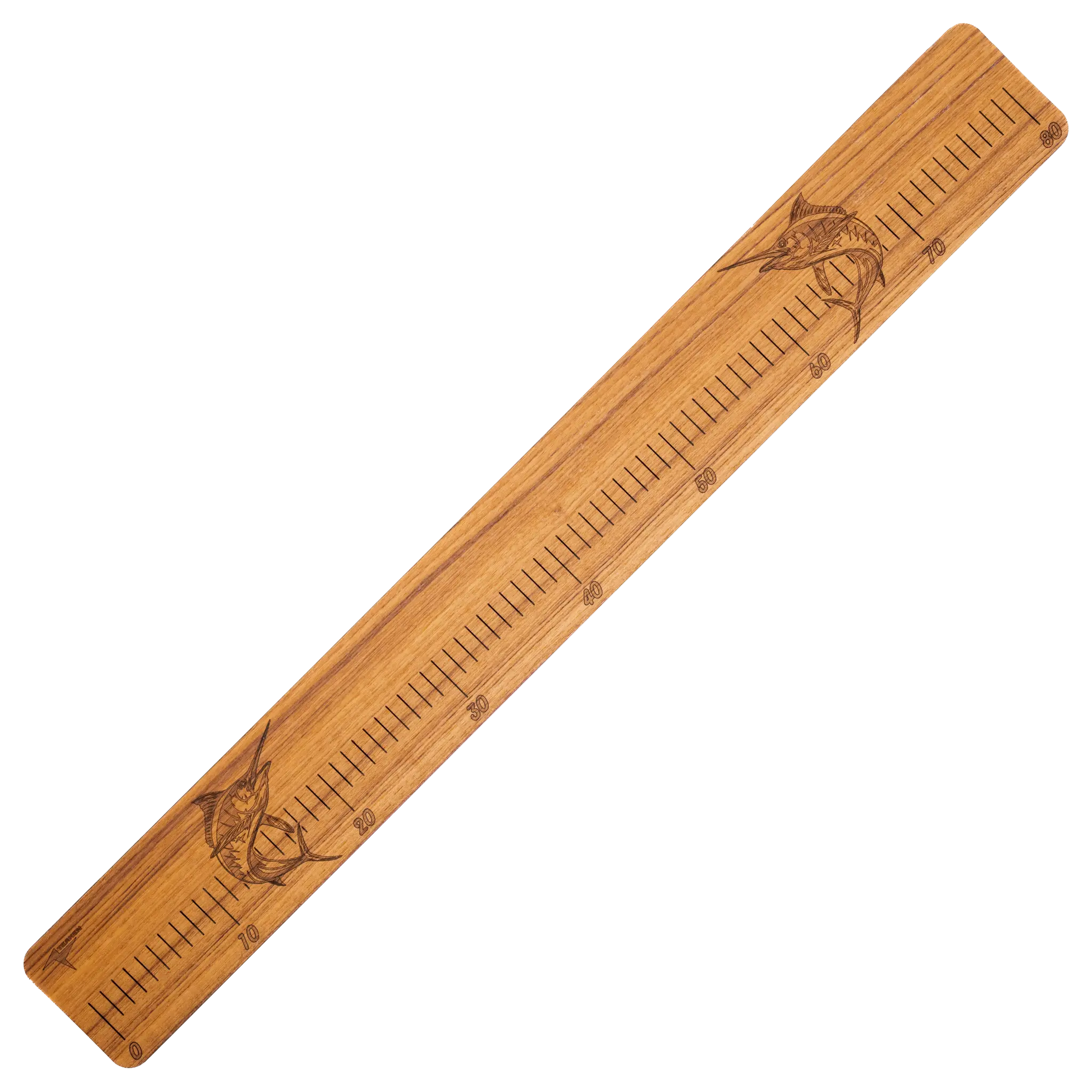 Laser Engraved Teak Fish Ruler, Marlin (50cm, 80cm, 100cm) – Teaken