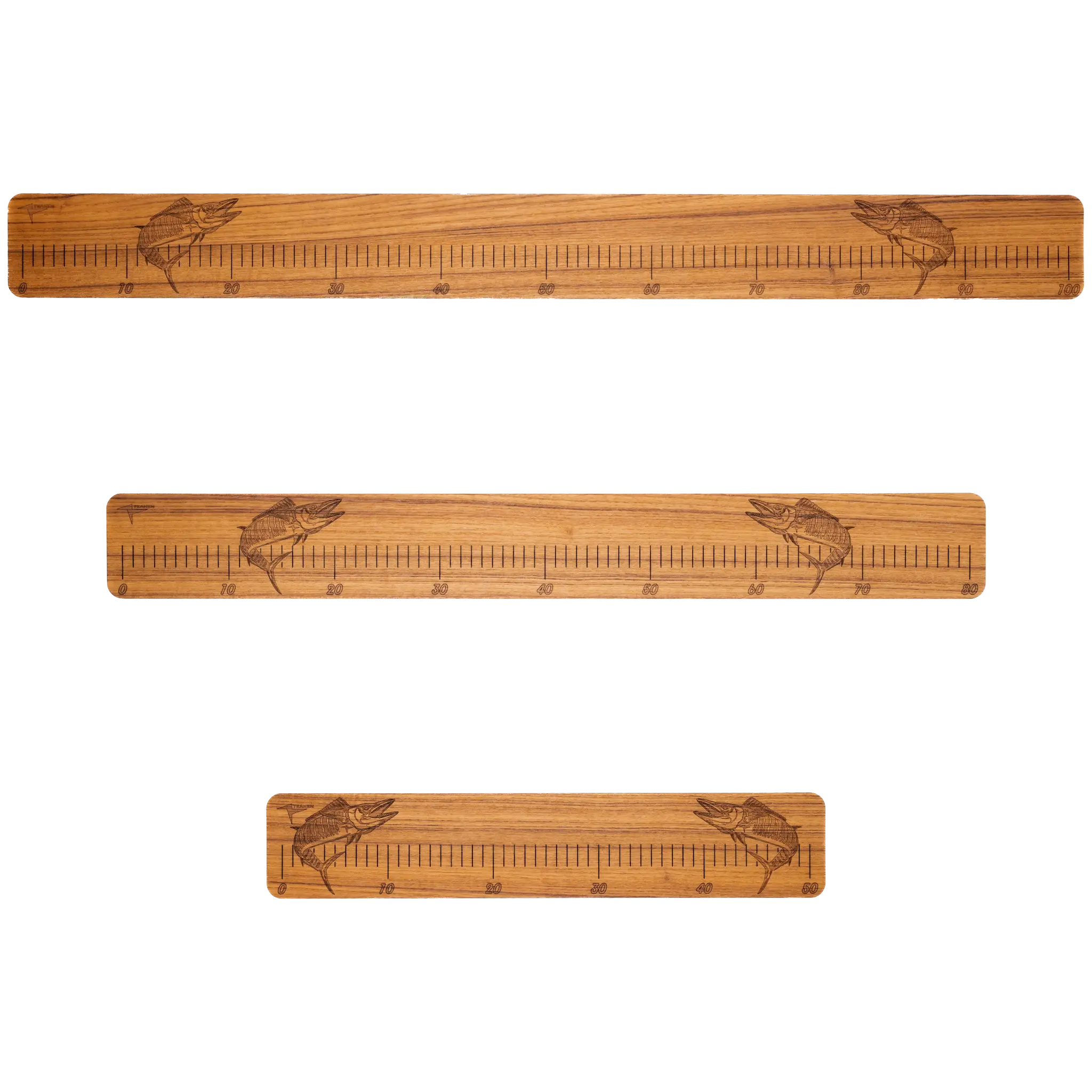 Laser Engraved Teak Fish Ruler, Wahoo (50cm, 80cm, 100cm) – Teaken